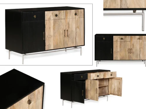 Black & Natural Sideboard with 3 Drawers